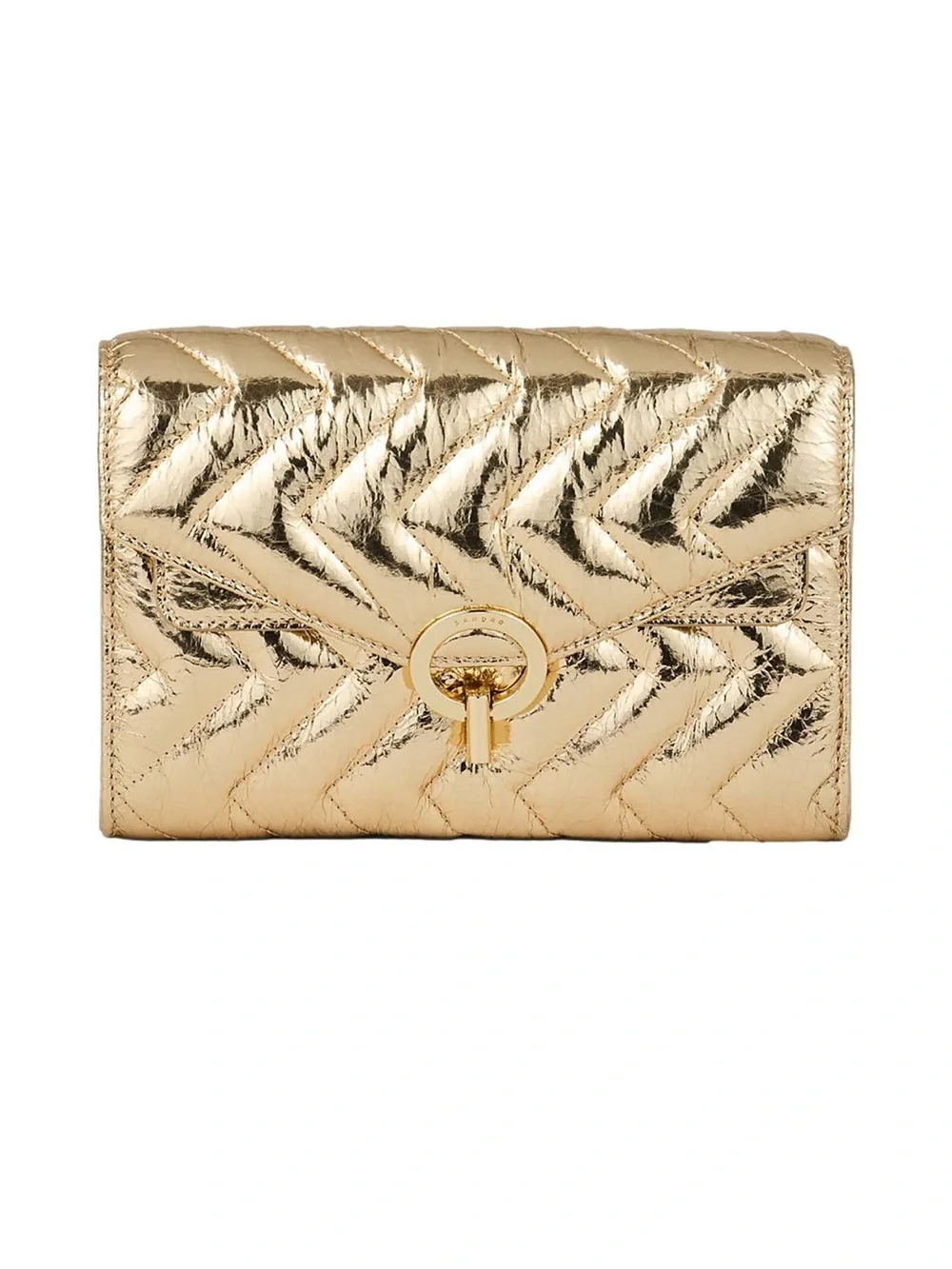 Sandro Yza Pocket Crackled Leather Clutch Brand New